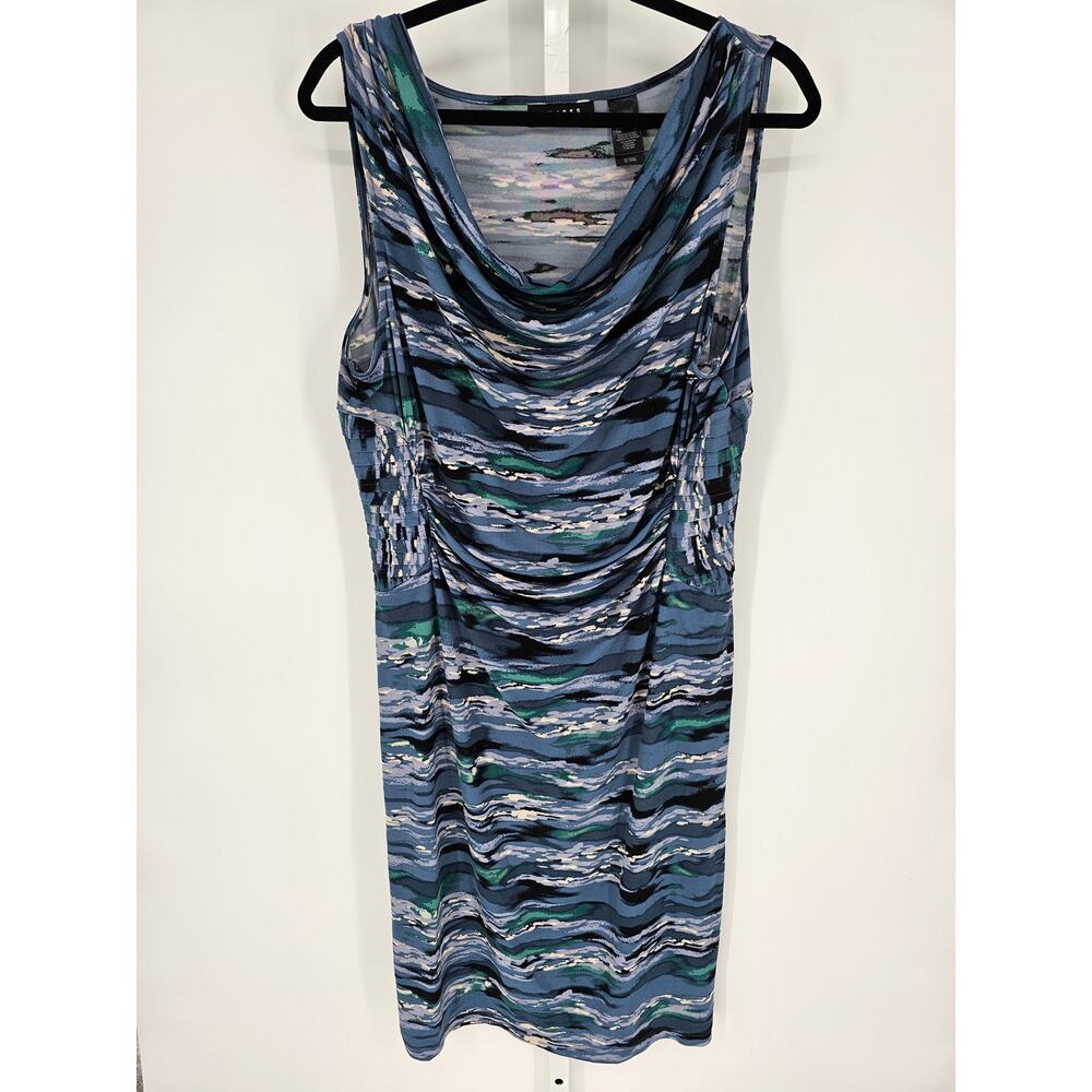 Axcess Women's Black Blue Sleeveless Scoop Neck Blue Midi Dress Size L